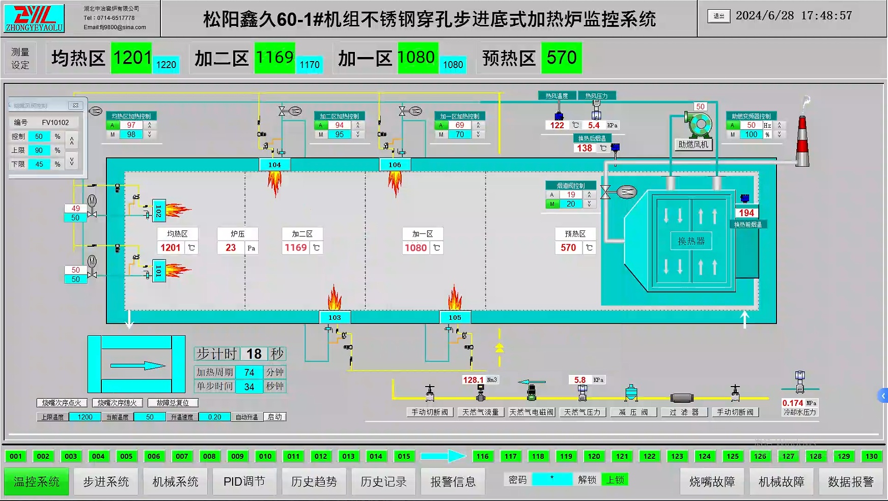 松陽鑫久60機(jī)組不銹鋼穿孔步進(jìn)底式加熱爐控制系統(tǒng)